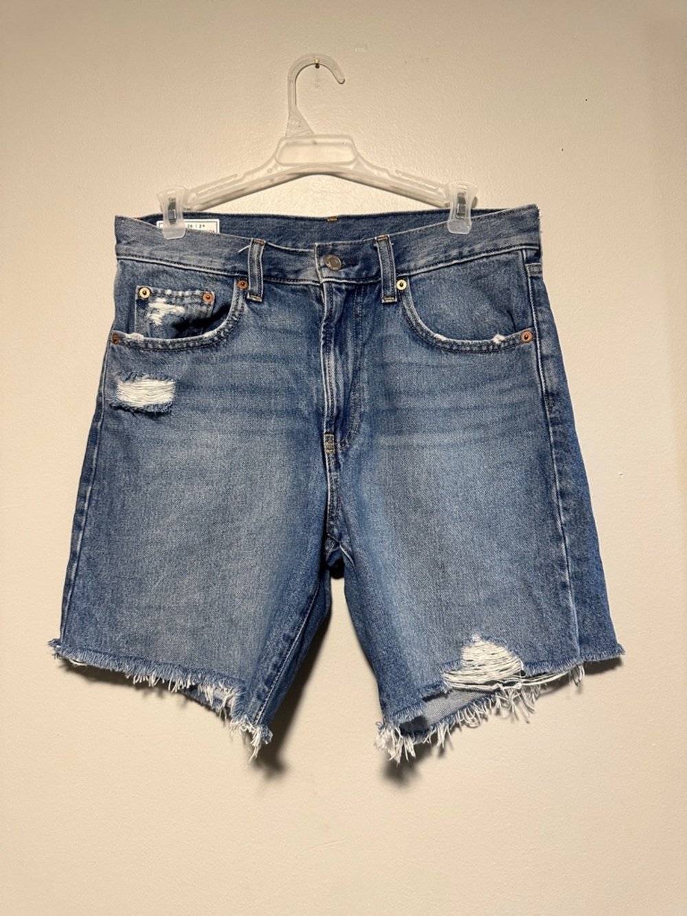 GAP Loose Bermuda Mid-Rise Denim Shorts - Blue
